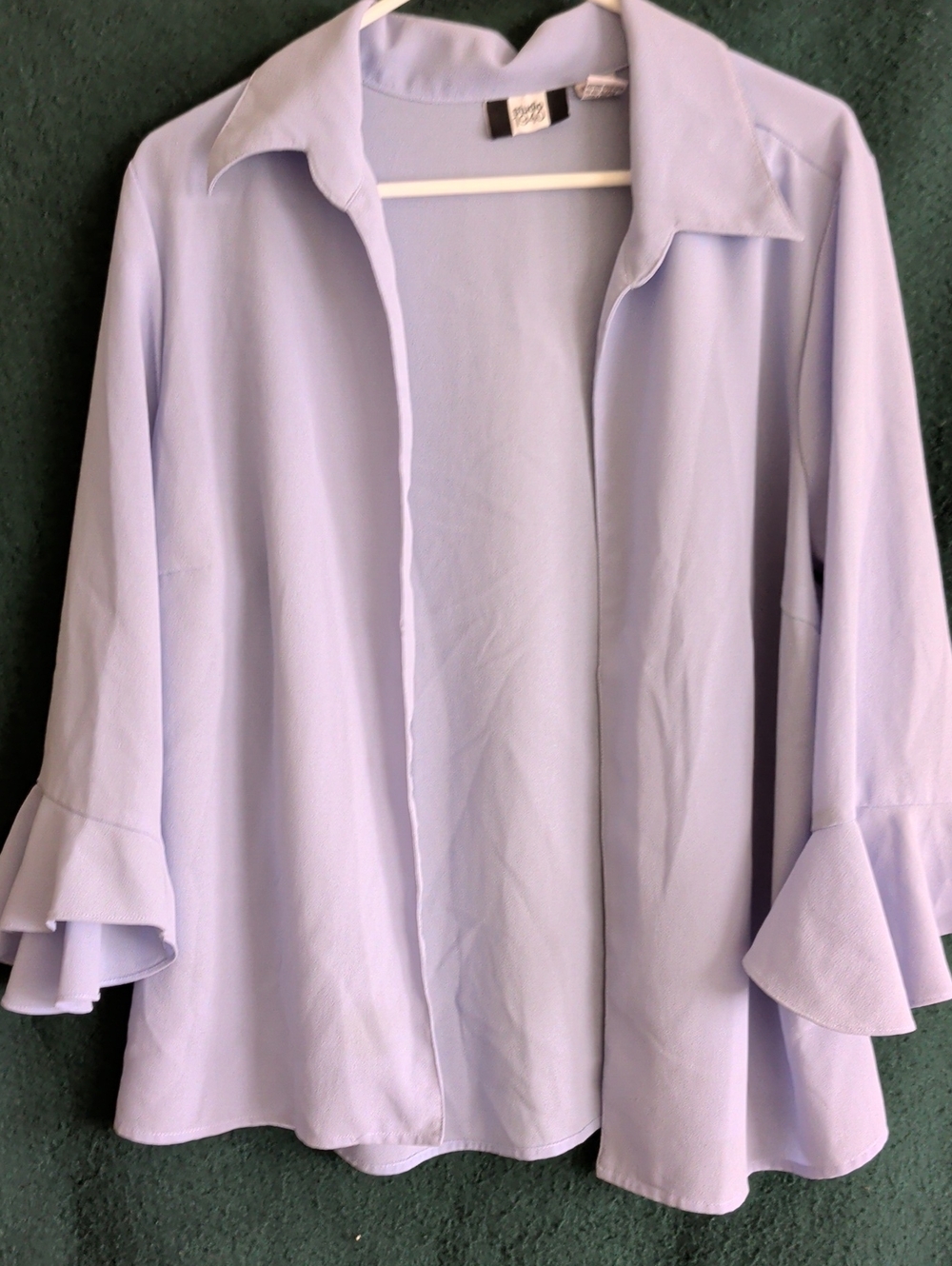 Studio 1940 Lavender Open-Front Ruffle Sleeve Blouse